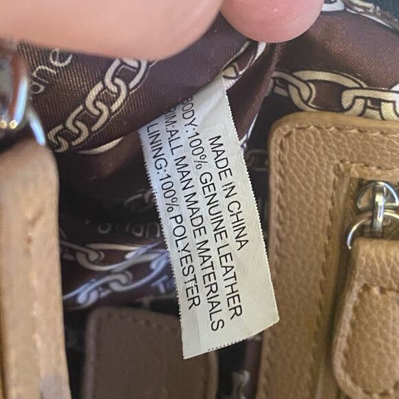 Tignanello Mini Dome Leather Bag Satchel Top Handles Mini Tote Cobalt Blue Tan - Picture 4 of 11